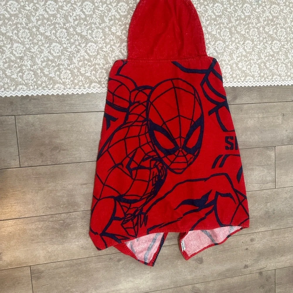 Marvel Spider-Man Kids Hooded Bath Towel Cozy Cotton Terry Black Red